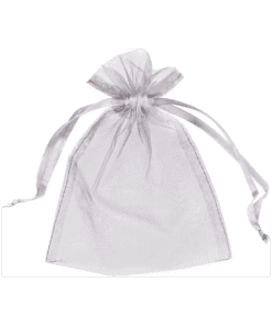 silver organza mesh drawstring bag